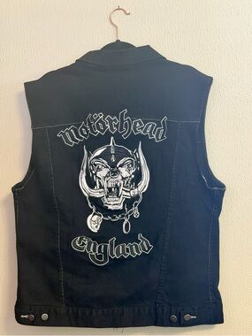 Motörhead England Brandit Black Denim Vest - Sleeveless Jacket